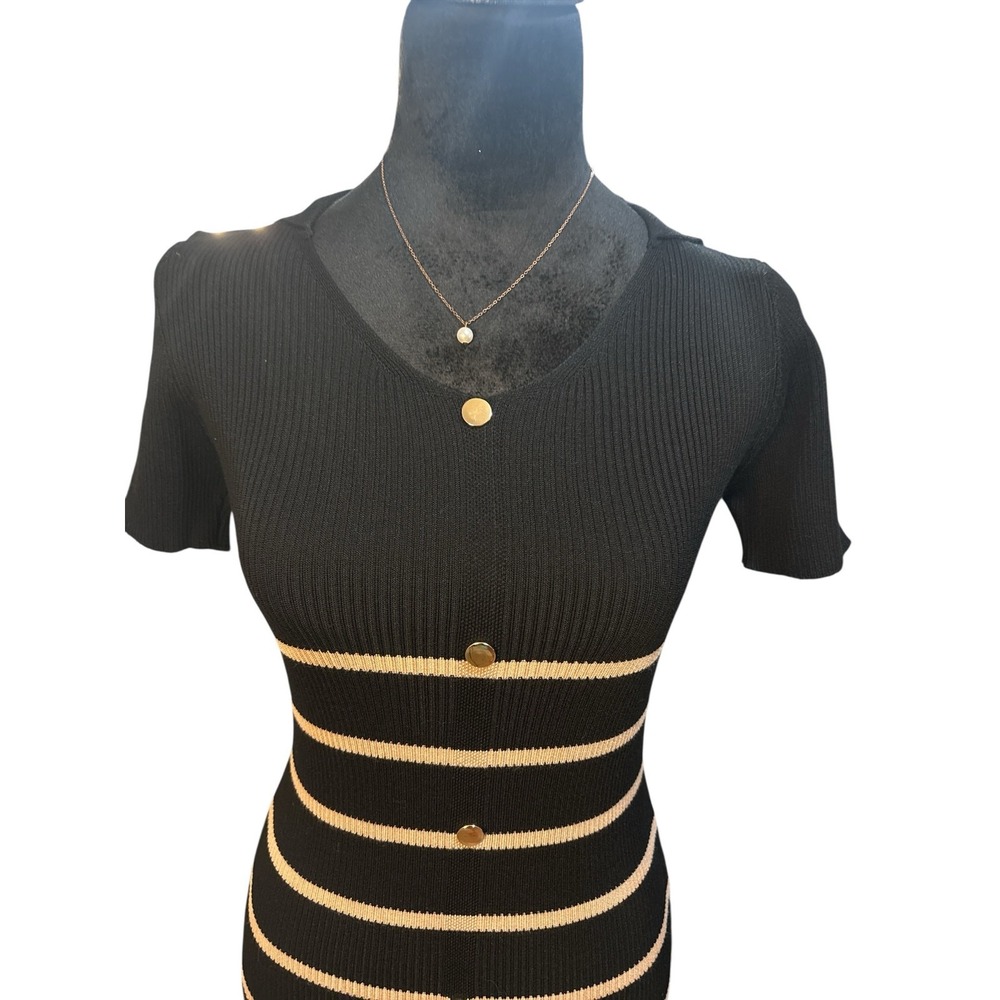 Black and Tan Striped Maxi Dress-NWT - Picture 3 of 9